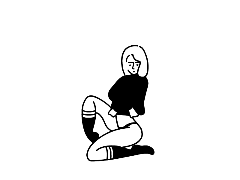 Animated shy girl animation black black and white frame by frame girl line minimal sexy shy