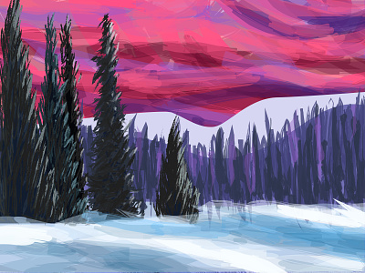 Snowy Day art design dribble dribbler dribbleshot illustraion landscape landscape drawing shotoftheday