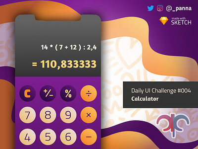 Daily UI Challenge 004: Calculator app challenge design flat fontpair illustration minimal typography ui