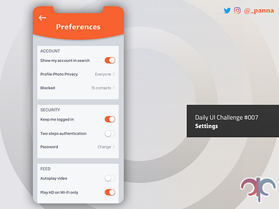 Daily Ui Challenge #007: Settings