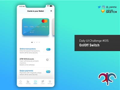 Daily Ui Challenge #015: On/Off Switch app bank app challenge daily ui 015 daily ui challenge daily ui challenge 015 dailyui design ui