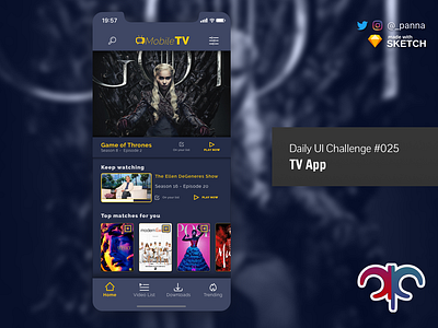 Daily Ui Challenge #025: TV App app challenge daily ui daily ui challenge dailyui design tv app ui