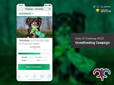 Daily Ui Challenge #032: Crowdfunding Campaign daily ui daily ui challenge mobile firat mobile web design ui design web design
