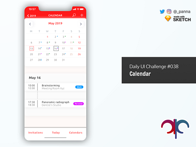 Daily UI Challenge #038: Calendar app calendar app challenge daily ui daily ui challenge dailyui ui ui challenge ui design