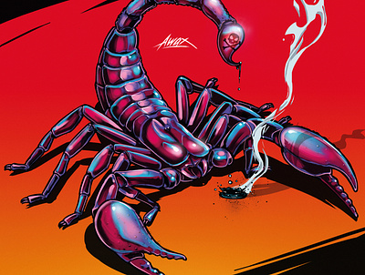 Scorpion art awax awax design digital painting drawing illustration illustrator photoshop red wallpaper