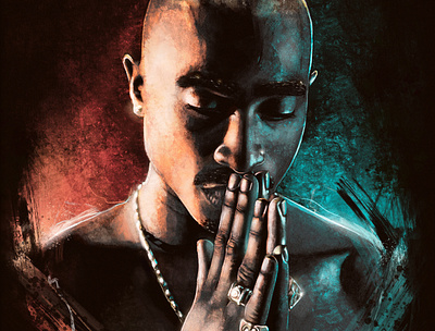 2 Pac Praying 2pac art awax design brush digital painting drawing hiphop icon portrait poster procreate timelapse west coast