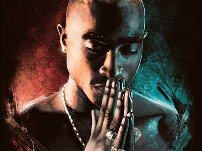 2 Pac Praying 2pac art awax design brush digital painting drawing hiphop icon portrait poster procreate timelapse west coast