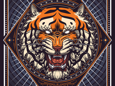 Tiger Head art awax design claws drawing illustration roaring tiger vecteur vector
