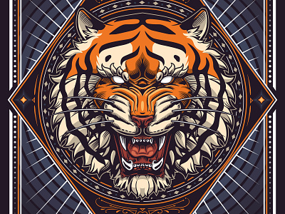 Tiger Head art awax design claws drawing illustration roaring tiger vecteur vector