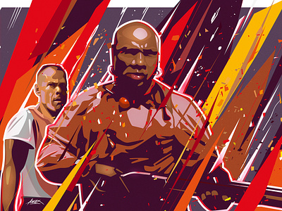 Marsellus & Butch angry bruce willis butch classic drawing illustrator marsellus wallace medieval movie photoshop poster pulp fiction quentin tarantino red vector vexelart ving rhames wallpaper