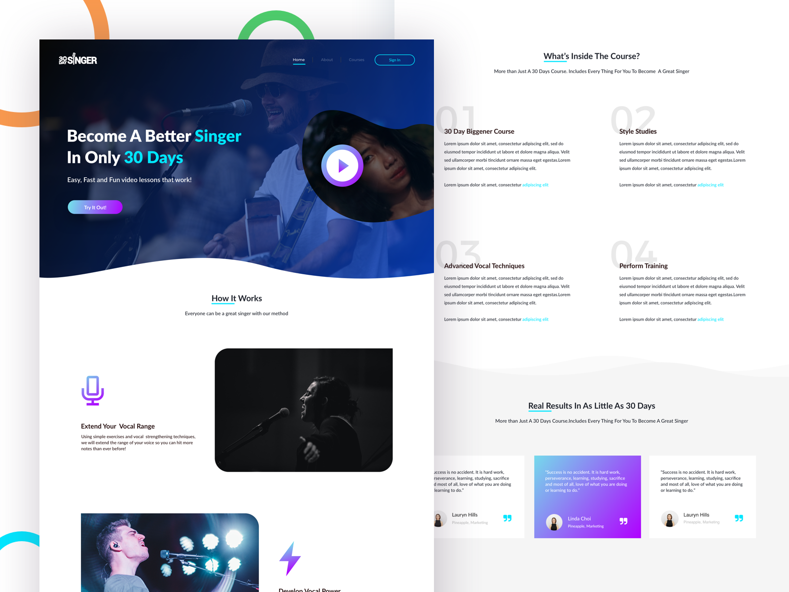 30DaySinger Landing Page by Zeeshan Khan on Dribbble