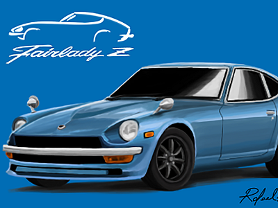 Datsun 240Z Illustration brushed car classic car datsun homage illustration