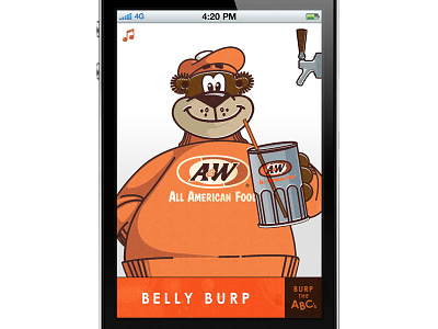 A&W™ Burping App app bear illustration interface retro