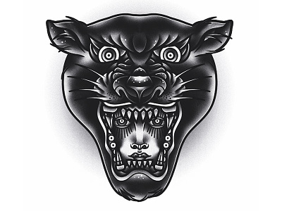 Panther art blackwork design drawing graphic illustration panther tattoo traditional vector