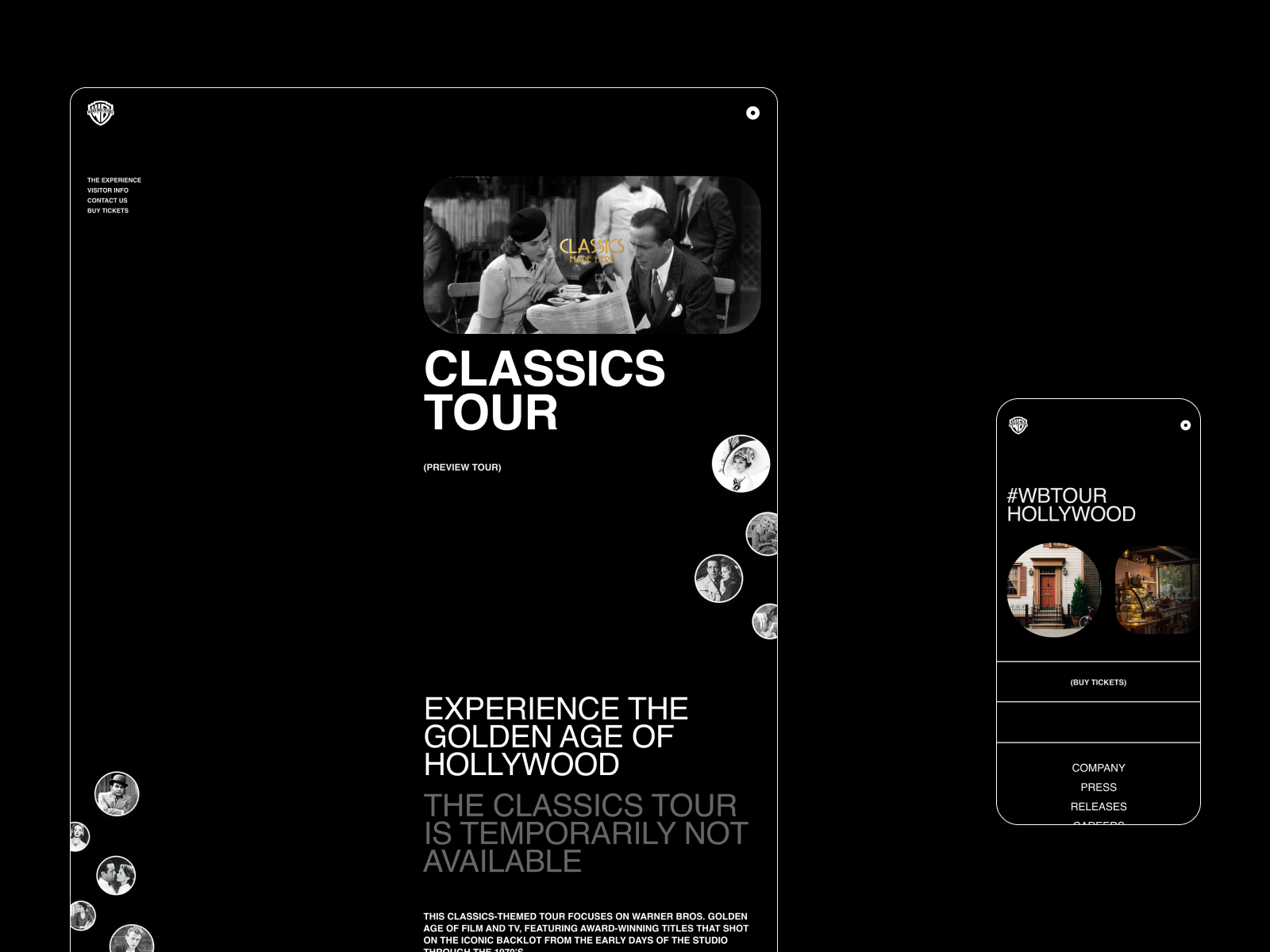 Warner Bros. Entertainment - Classic tour page clean design flat lending minimal minimalism typography ui vector warner bros warner brothers web webdesign