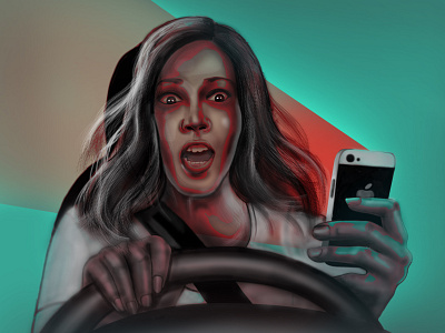 unexpected. road safety accident adobe photoshop design digital painting illustration phone road