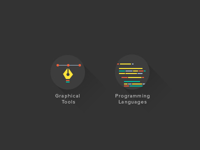 Icons of skills and knowledge flat graphical icon knowledge languages pen programming skills tools
