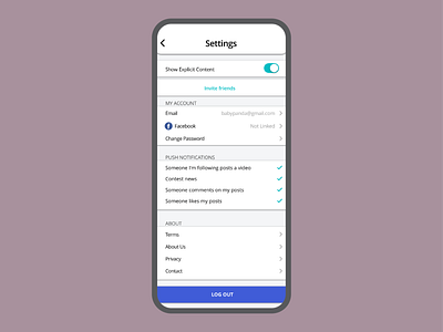 Mobile App Setting Screen Mockup