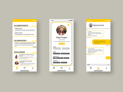Alumni Connect app app concept design app interaction design mobile mobile app product design ui ui design ux ux ui ux challenge ux design visual identity