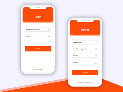 Mobile screens - Login Sign up - UI adobe xd app app design colors design login login design login page mobile mobile screen sign up form sign up page sign up screen signup ui