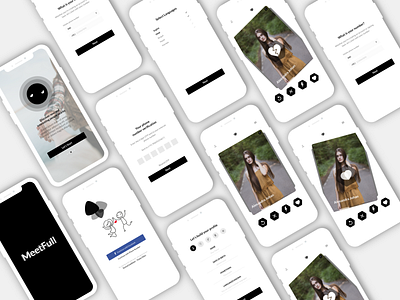 MeetFull - Dating App adobe xd black dailyui dating datingapp datingcolor datingscreens design graphic design mobile ui