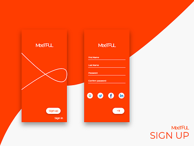 Meetful App and Sign up screen