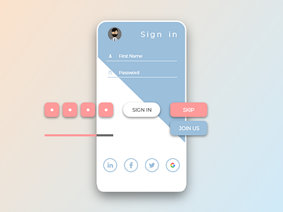 Sign in blue and white mobile mobile app mobile screen mobile screen design red screen design sign in sign in screen