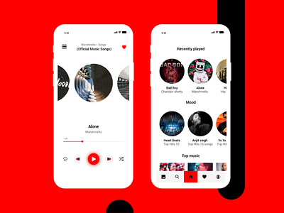 Simple Music Player adobe xd app application black colors dark likes mobile music music album music app music art musician player red red and black ui ux