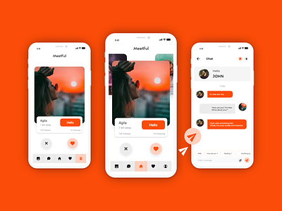 Dating app - MeetFul adobe adobe xd adobexd chat chat box chat screen chatting date dating dating design dating name datingapp design home home page homescreen like profile profile design profile page