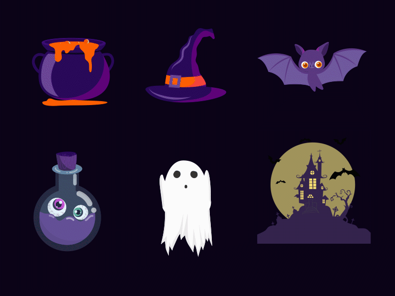 Halloween Animated Gifs fun ghosts gifs halloween lottie motion purple scary spooky witch