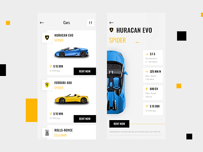 Rental Car App app car graphics icons luxury price rental ui ux