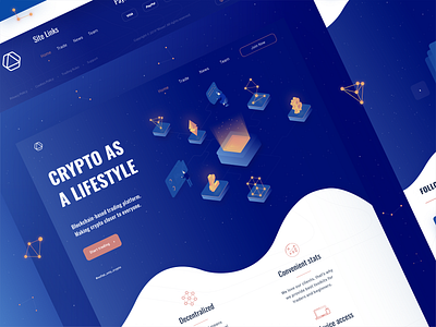 Crypto Landing bicoin crypto illustration isometric landing page trading user interface vector web design