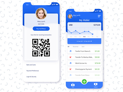 E-Wallet Ios App UI Design android app design electronic money ios ios app payment paypal ui ui design uiux ux design wallet wireframe