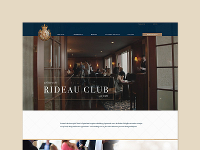 Rideau Club | web design blue and gold website blue and white website bodoni club website dark blue website elegant website ui ui design web design