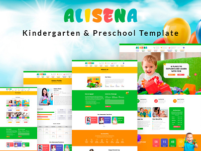 Alisena Dribbble academy art baby care children colorful website creative design education institute kids kids school kinder garden kindergarten play school responsive science