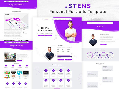 Stens - Personal Portfolio Template creative curriculum vitae cv design freelancer minimalist modern personal portfolio responsive resume