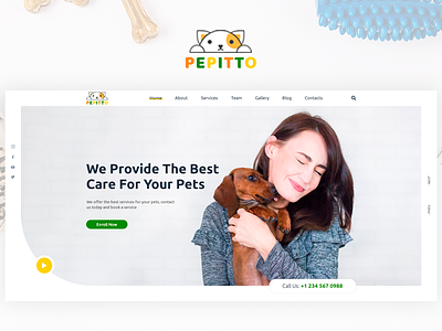 Pepitto - Pet Care, Shop, and Veterinary Template pet pet adoption pet care pet design pet shop veterinary