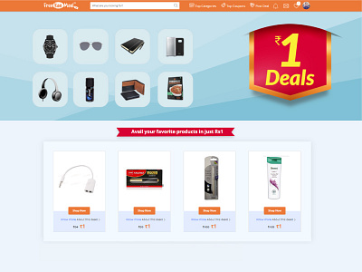 One rupee Deal Page abhishekdesigns banner design freekaamaal ui ux web design web page