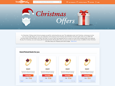 Christmas Day Offer Page abhishekdesigns banner branding christmas day dealhuntingsite design flat freekaamaal icon illustration illustration art india logo typography ui ux vector web web design website