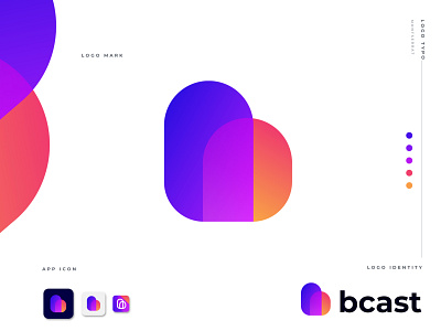 bcast logo design abstract b letter logo b logo brand design brand identity branding branding design business company gradient identity design lettering logo logo branding logo design logo designer logo mark modern symbol technology