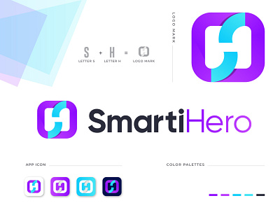 SmartiHero Logo Design || S + H letter logo concept