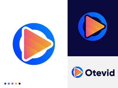 Otevid logo design app brand identity branding colorful creative gradient graphic design logo design logo designer logo mark modern modern design modern logo modern logo design modernism play play icon player playful technology