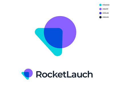 rocket lauch logo design app brand identity branding gradient letter logo logo design logo designer logo mark minimal modern rocket rocketship simple technology
