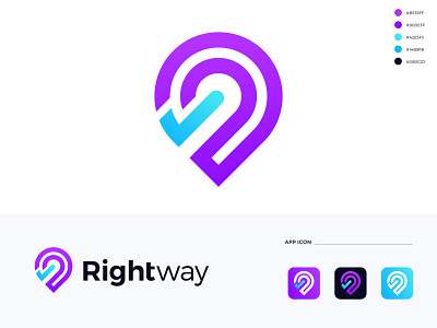 Rightway App logo Design concept app icon app logo app logo design brand identity branding colorful corporate design graphic design icon location location app logo logo logo branding logo design logo designer logo for app logo mark modern technology