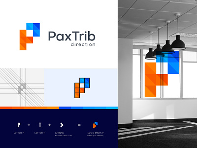 PaxTrib direction - Logo Design app brand identity branding branding design corporateidentity direction grid grid system icon letter logo letterdesign logo logo designer logo mark logoinspirations modern p letter paxtrib technology typography