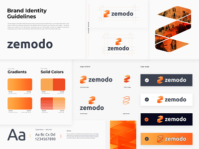 Zemodo - Brand Identity app brand guideline brand identity brand identity design branding design business company corporate digital agency gradient guideline identity identity design logo mark logotype styleguide symbol technology typeface wordmark