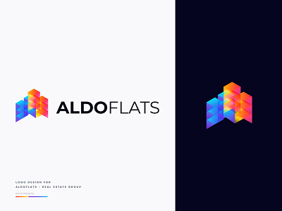 Aldoflats - Modern Real Esate Logo Design brand identity branding branding design building creative flats gradient illustration logo designer logo mark modern real estate real estate agency real estate branding real estate logo tech typography