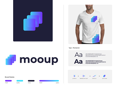 mooup branding app brand guideline branding business company digital agency gradient icon identity illustration letter m logo design logo designer logo mark modern perspective symbol technology vector