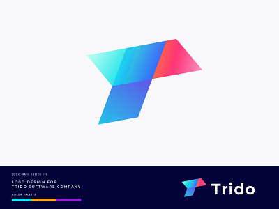 Modern T letter logo concept for TRIDO 2020 brand identity branding business gradient identity logo logo branding logo design logo designer logo mark modern software t letter logo t logo mark technology trend typo vector