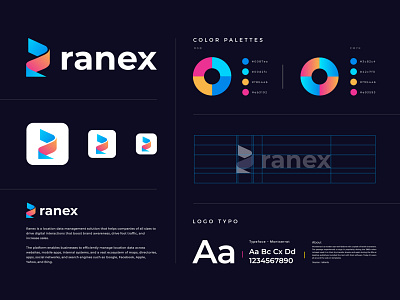 ranex branding abstract app brand identity branding company data management gradient icon illustration logo logo designer logo mark modern simple software software development technology typography vector